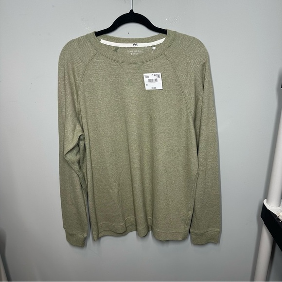 American Eagle Standard Fit Long Sleeve Pullover Sweater in Green - Picture 1 of 6